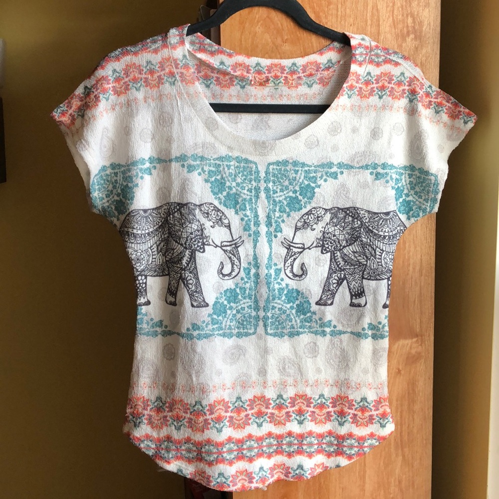 Gaze elephant boho shirt sleeve shirt